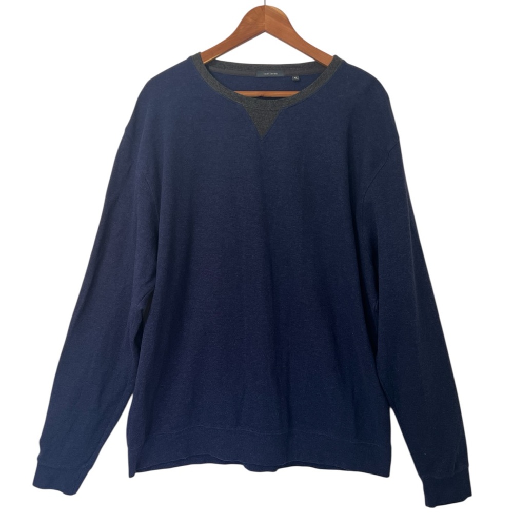 Turtleson Pima Cotton Blue Gray Minimalist Soft Preppy Men’s Sweater Size XL